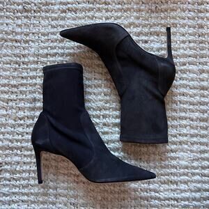 Stuart Weitzman 85 stretch bootie Brown Suede Sz 7.5B